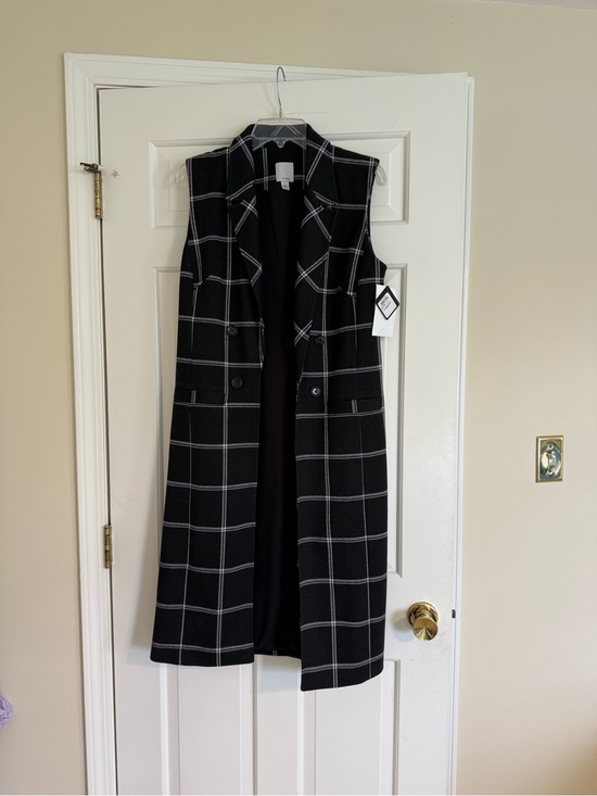 Halogen Jackets & Blazers - Halogen Black Windowpane Long Sleeveless Vest
